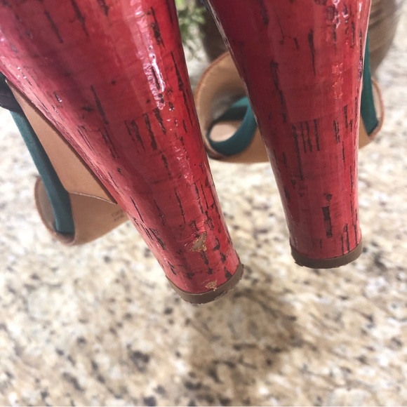 Fendi Olive Faille Color Block Ankle Strap Sandals - Picture 10 of 13